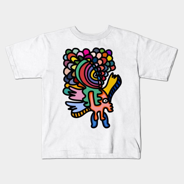 Rainbow Graffiti Art Cool Creature Kids T-Shirt by signorino